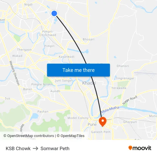 KSB Chowk to Somwar Peth map