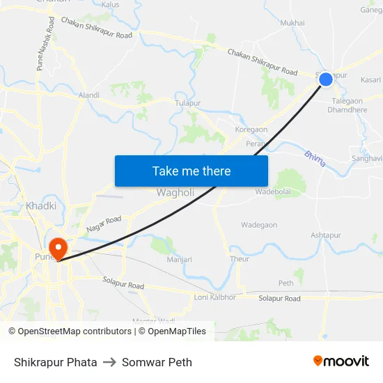 Shikrapur Phata to Somwar Peth map