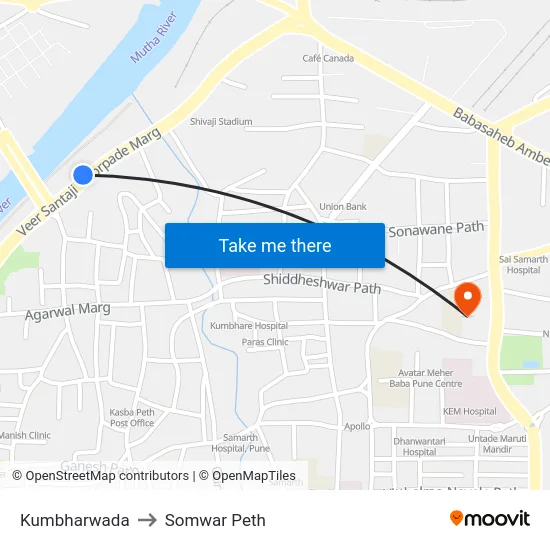 Kumbharwada to Somwar Peth map
