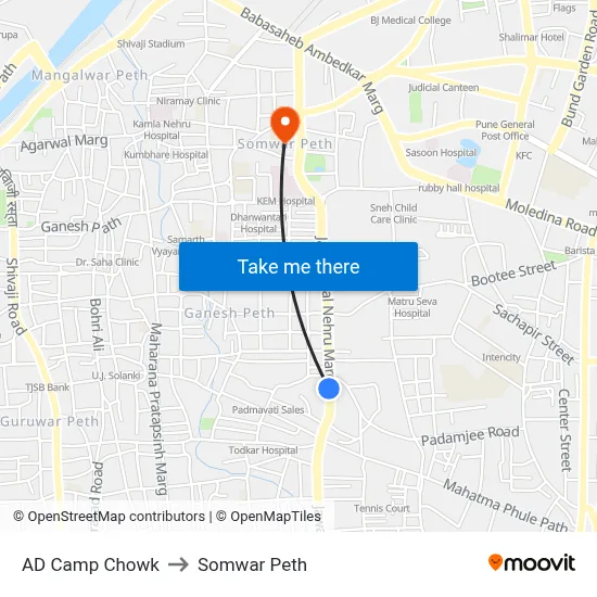 AD Camp Chowk to Somwar Peth map