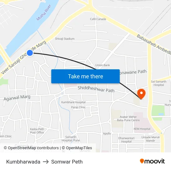 Kumbharwada to Somwar Peth map