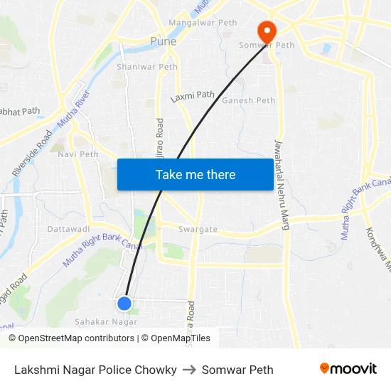 Lakshmi Nagar Police Chowky to Somwar Peth map
