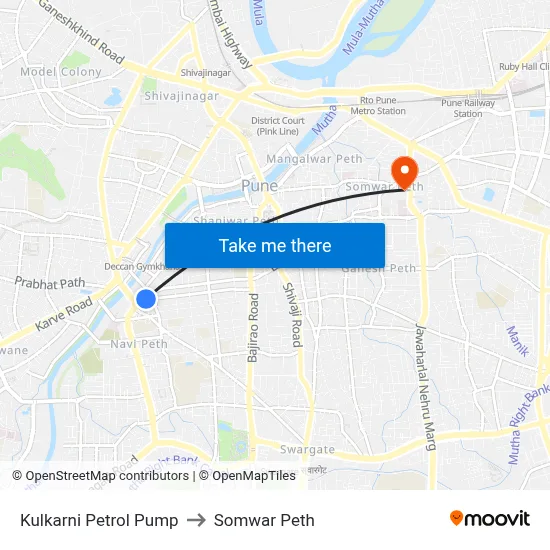 Kulkarni Petrol Pump to Somwar Peth map