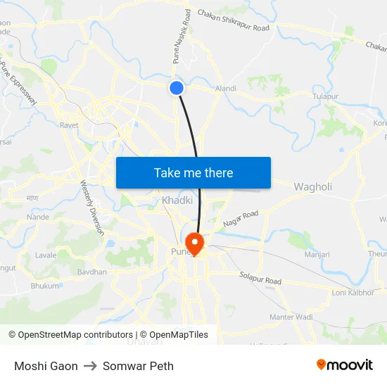 Moshi Gaon to Somwar Peth map