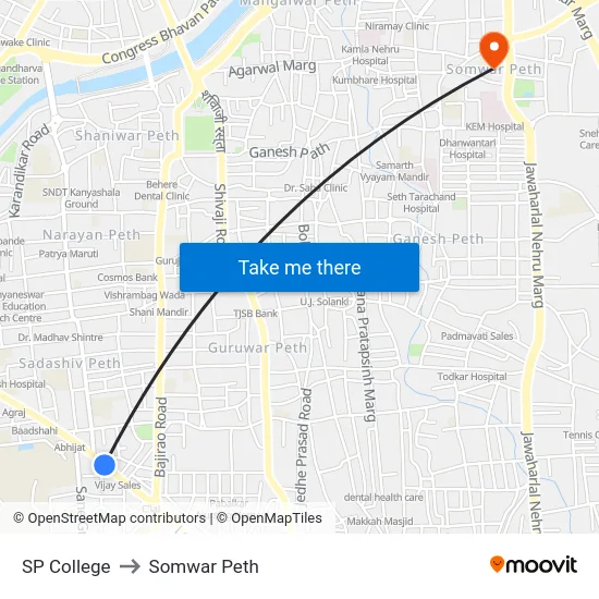 SP College to Somwar Peth map