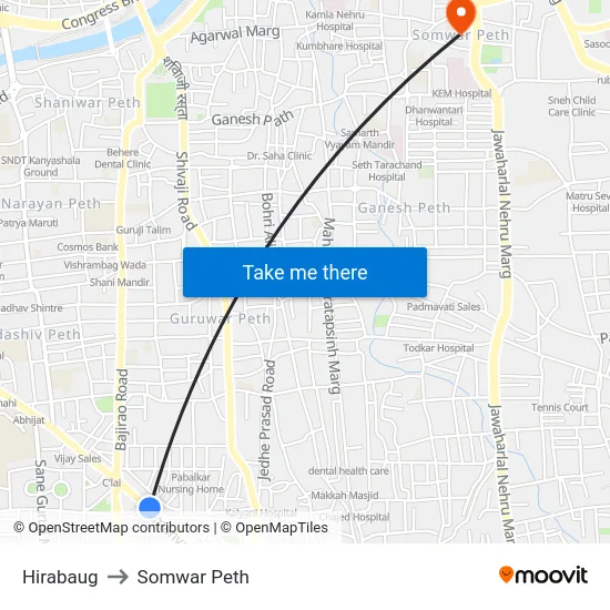 Hirabaug to Somwar Peth map