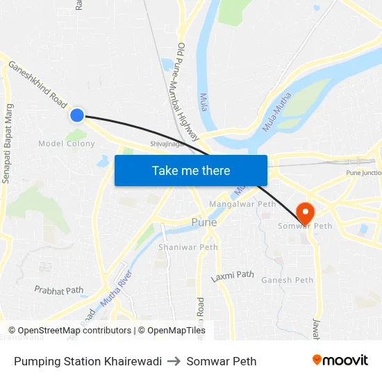 Pumping Station Khairewadi to Somwar Peth map