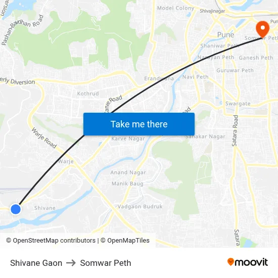 Shivane Gaon to Somwar Peth map