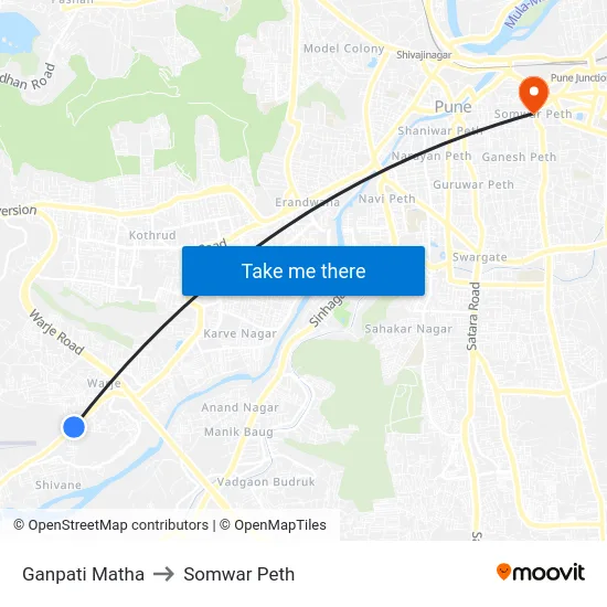 Ganpati Matha to Somwar Peth map