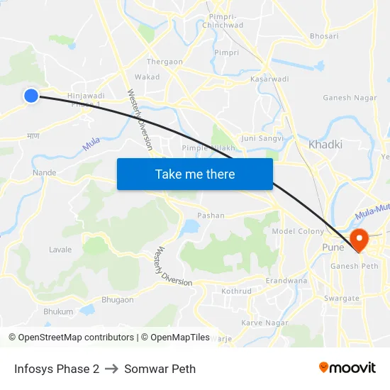 Infosys Phase 2 to Somwar Peth map