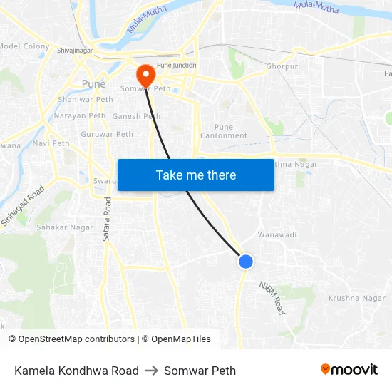 Kamela Kondhwa Road to Somwar Peth map
