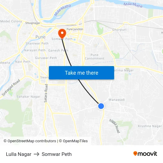 Lulla Nagar to Somwar Peth map