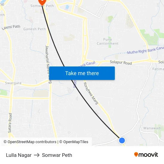 Lulla Nagar to Somwar Peth map