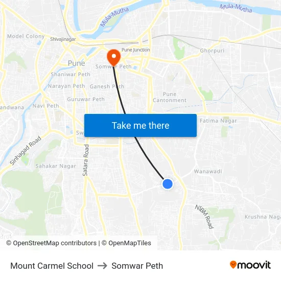 Mount Carmel High School to Somwar Peth map