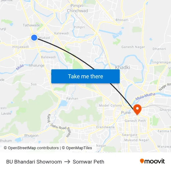 BU Bhandari Showroom to Somwar Peth map