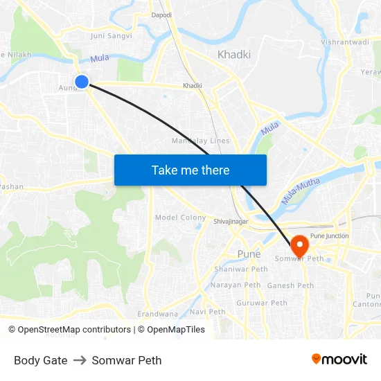 Body Gate to Somwar Peth map
