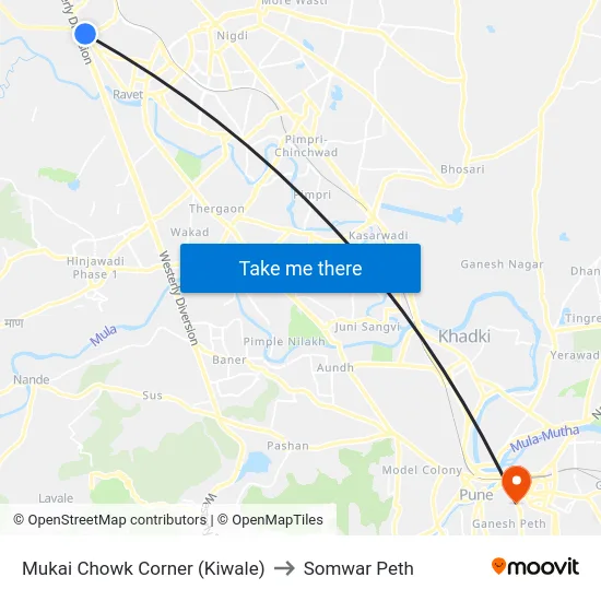 Mukai Chowk Corner (Kiwale) to Somwar Peth map