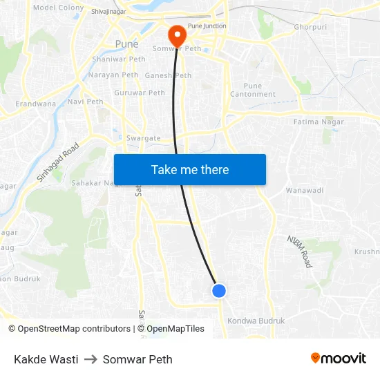 Kakde Wasti to Somwar Peth map