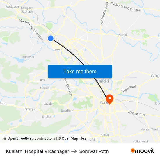 Kulkarni Hospital Vikasnagar to Somwar Peth map