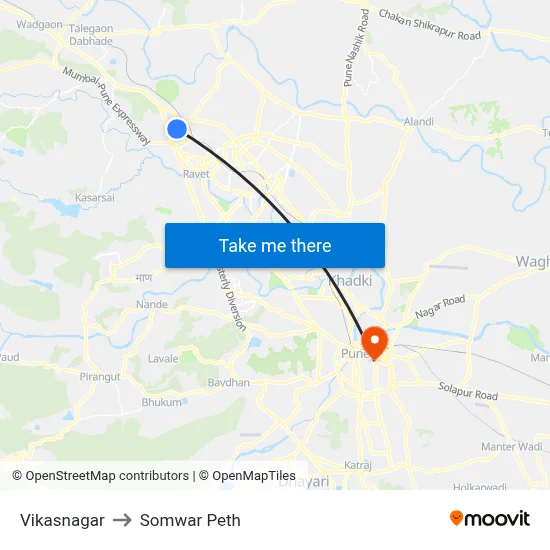 Vikasnagar to Somwar Peth map