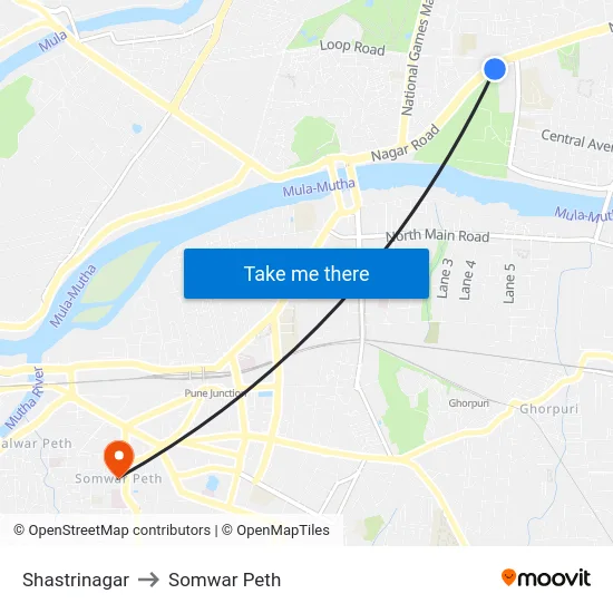 Shastrinagar to Somwar Peth map