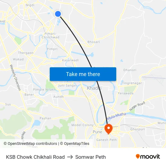 KSB Chowk Chikhali Road to Somwar Peth map