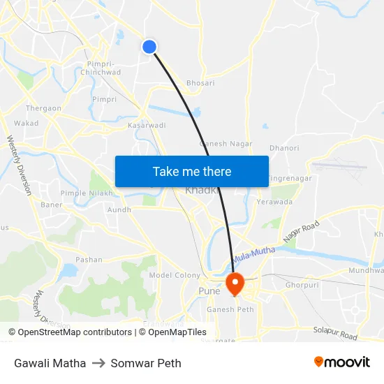 Gawali Matha to Somwar Peth map