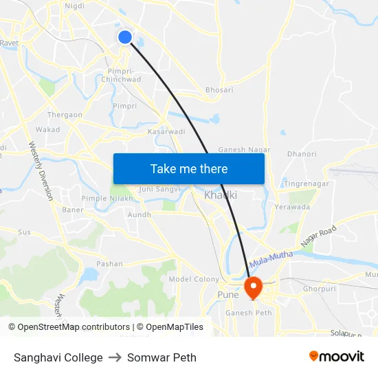 Sanghavi College to Somwar Peth map