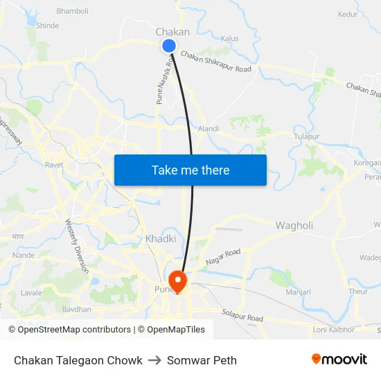 Chakan Talegaon Chowk to Somwar Peth map