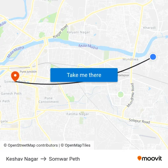 Keshav Nagar to Somwar Peth map
