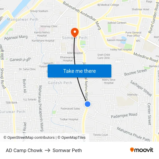 AD Camp Chowk to Somwar Peth map