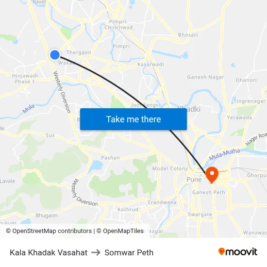 Kala Khadak Vasahat to Somwar Peth map