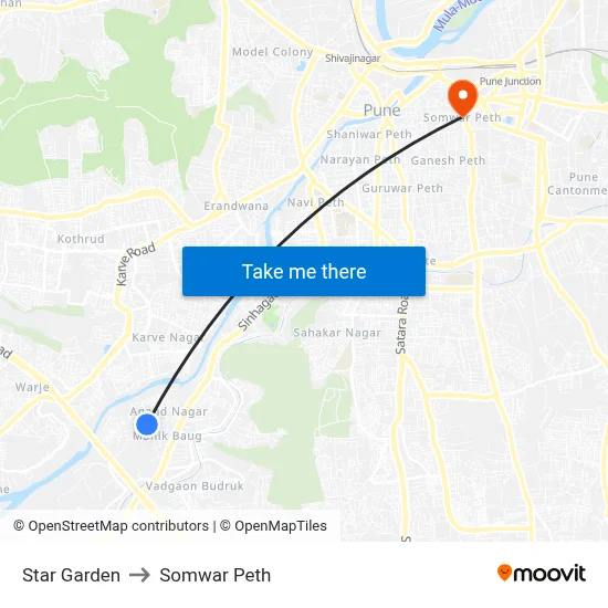 Star Garden to Somwar Peth map