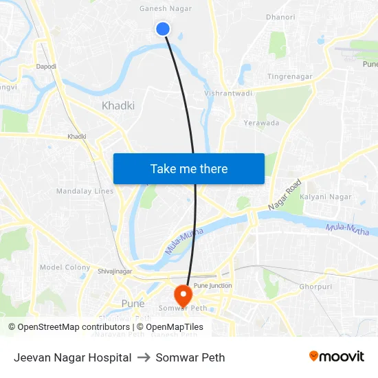 Jeevan Nagar Hospital to Somwar Peth map