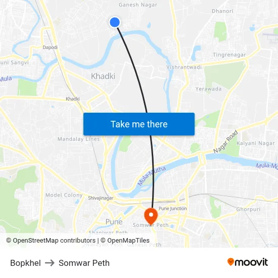 Bopkhel to Somwar Peth map