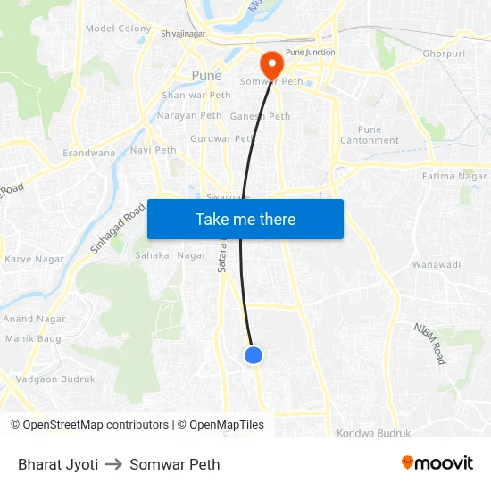 Bharat Jyoti to Somwar Peth map