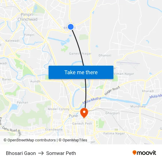 Bhosari Gaon to Somwar Peth map
