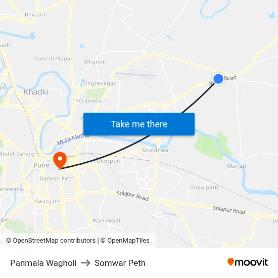 Panmala Wagholi to Somwar Peth map
