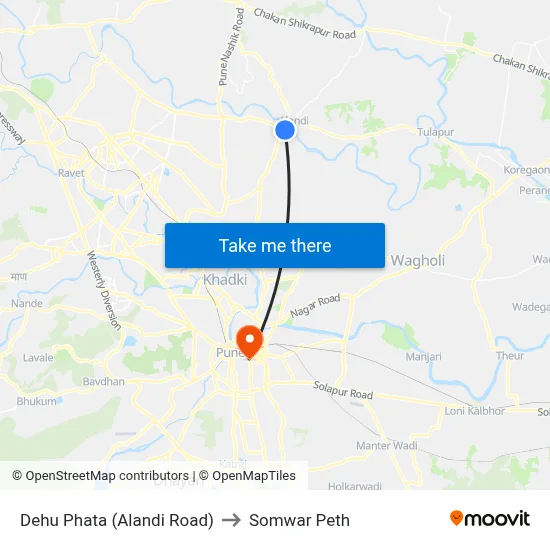Dehu Phata (Alandi Road) to Somwar Peth map