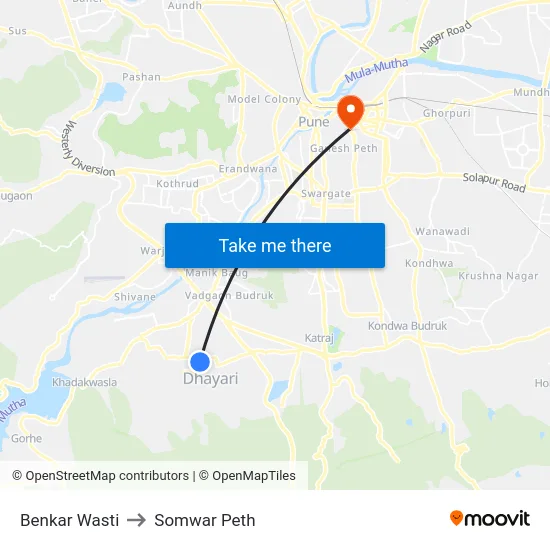 Benkar Wasti to Somwar Peth map