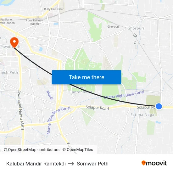 Kalubai Mandir Ramtekdi to Somwar Peth map
