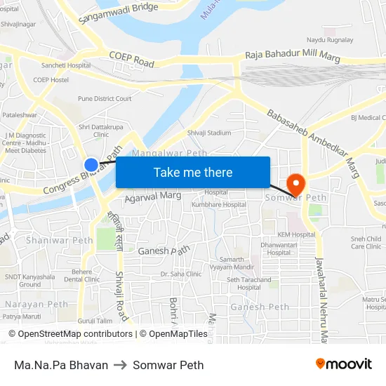 Ma.Na.Pa Bhavan to Somwar Peth map