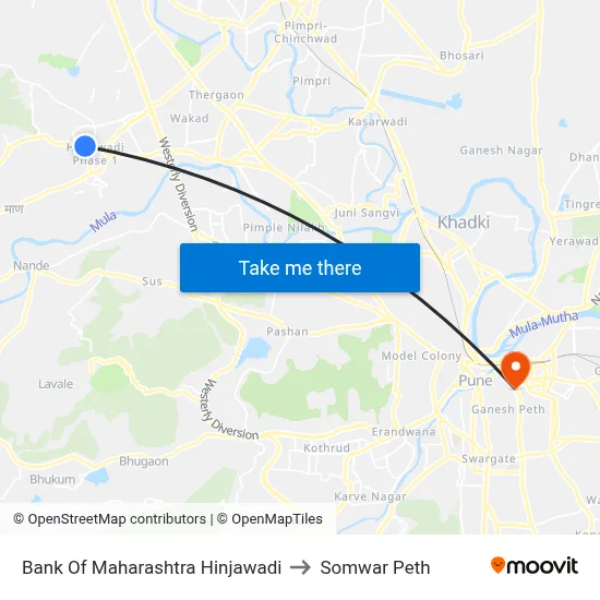 Bank Of Maharashtra Hinjawadi to Somwar Peth map