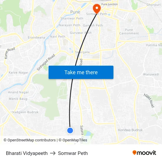 Bharati Vidyapeeth to Somwar Peth map