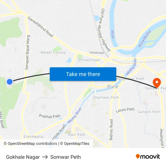 Gokhale Nagar to Somwar Peth map