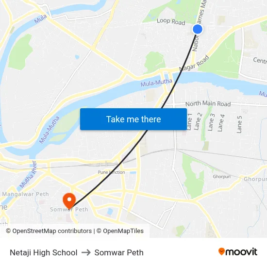 Netaji High School to Somwar Peth map