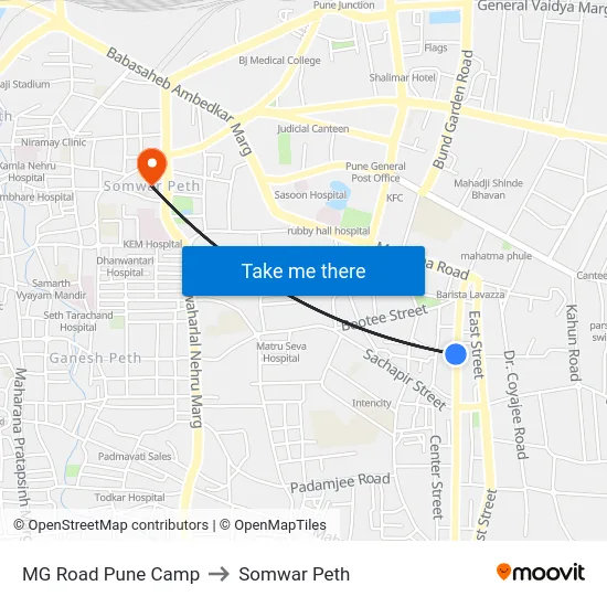 MG Road Pune Camp to Somwar Peth map