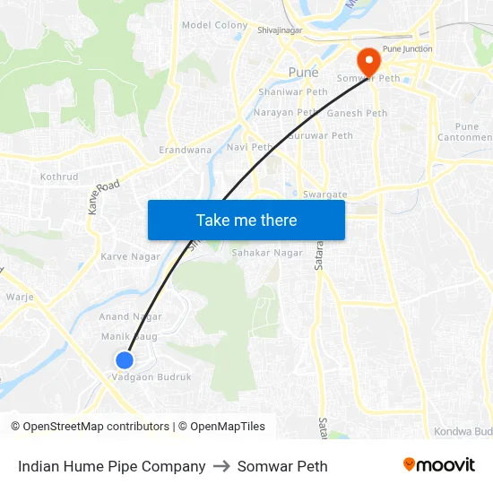 Indian Hume Pipe Company to Somwar Peth map
