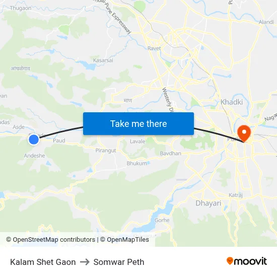 Kalam Shet Gaon to Somwar Peth map