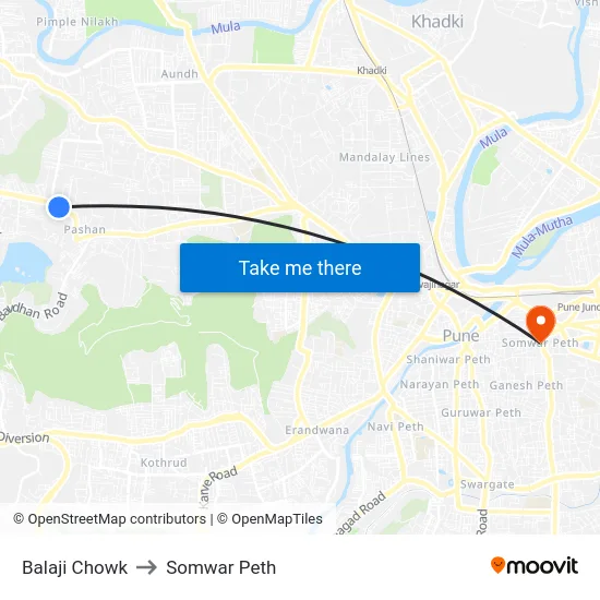 Balaji Chowk to Somwar Peth map
